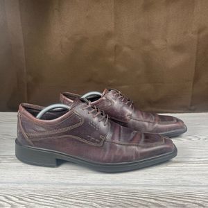 ECCO Brown Leather Barcelona Apron Toe Derby Oxford Dress Shoe  EUR 44 Mens 10